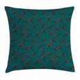 thumbnail image 1 of Teal Throw Pillow Cushion Cover, Whimsical Modern Style Berry Christmas Pattern Hand Drawn Rustic Traditional, Decorative Square Accent Pillow Case, 16 X 16 Inches, Teal Ruby Vermilion, by Ambesonne, 1 of 2
