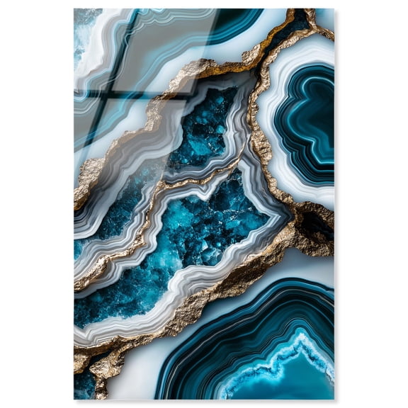 Teal Tides Treasure II Acrylic Blue Geode Wall Art by Art Remedy, Ready to Hang, 10 x 15