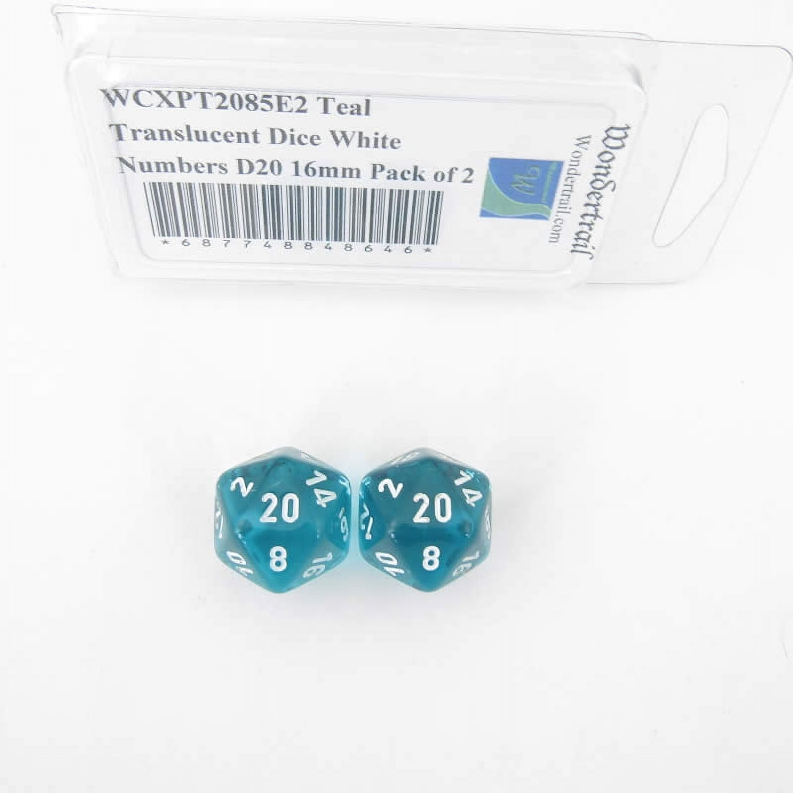 Wondertrail Gemini Dice Set - Green & Red D20 With White Numbers (Pack Of 2) - 16mm For Tabletop Games