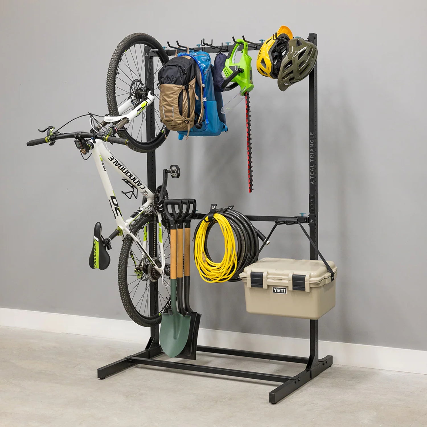 Teal Triangle Black Steel Double Level Freestanding Storage Rack