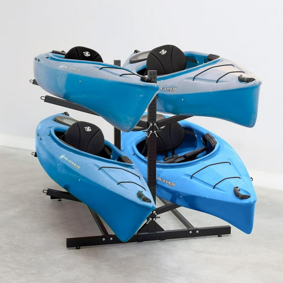 Teal Triangle Freestanding G-Watersport 4 Kayak and SUP Double-Sided Outdoor Storage Rack, Heavy Duty Adjustable Weatherproof Stand