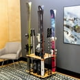 thumbnail image 1 of Teal Triangle Freestanding Ski Organizer, Floor Stand Storage Rack for 4 Skis, Poles, Boots, Bags, and More, 1 of 5