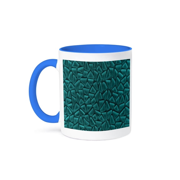 3dRose, Teal Triangle Glass Mosaic Look - One Dimensional Design, 11oz Two-Tone Blue Mug