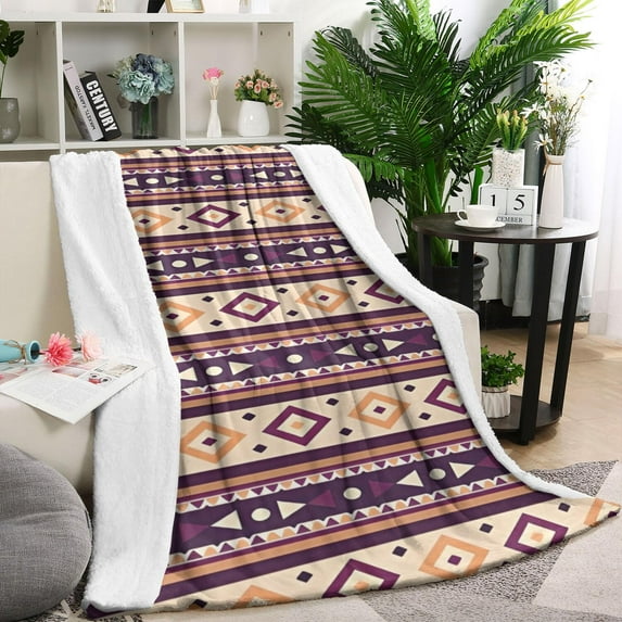 Teal Triangular and Diamond Shaped Geometric Boho Blanket,Comfortable Soft Flannel Throw Blanket,All Season,Warm Lightweight Blankets for Sofa Bed Couch Living Room Chair,40"x50"