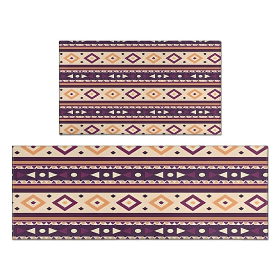 Teal Triangular and Diamond Shaped Geometric Boho Kitchen Rugs Sets Of 2,Anti Fatigue Kitchen Mat Rugs Non Slip Washable,Decorative Kitchen Floor Mats for Kitchen,Sink,Laundry,17"x30"+17"x47"