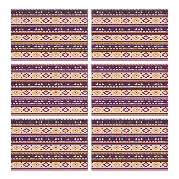 Teal Triangular and Diamond Shaped Geometric Boho Summer Placemats Table Placemats Set Of 6-Linen Kitchen Washable Placemats Table Mats 11.8"x17.7" Non-Slip Heat Resistant