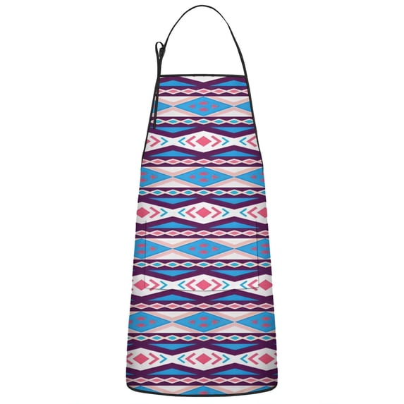 Teal Triangular Rectangular Geometric Boho Apron-Garden Aprons for Women with Pockets-Cotton Linen Waterproof Kitchen Cooking Gardening Aprons Adjustable for Kitchen,Cooking,BBQ and Salon 33x27 Inch