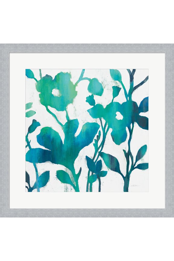 Teal Trio V on White by Silvia Vassileva, Framed Wall Art, 19.5W x 19.5H