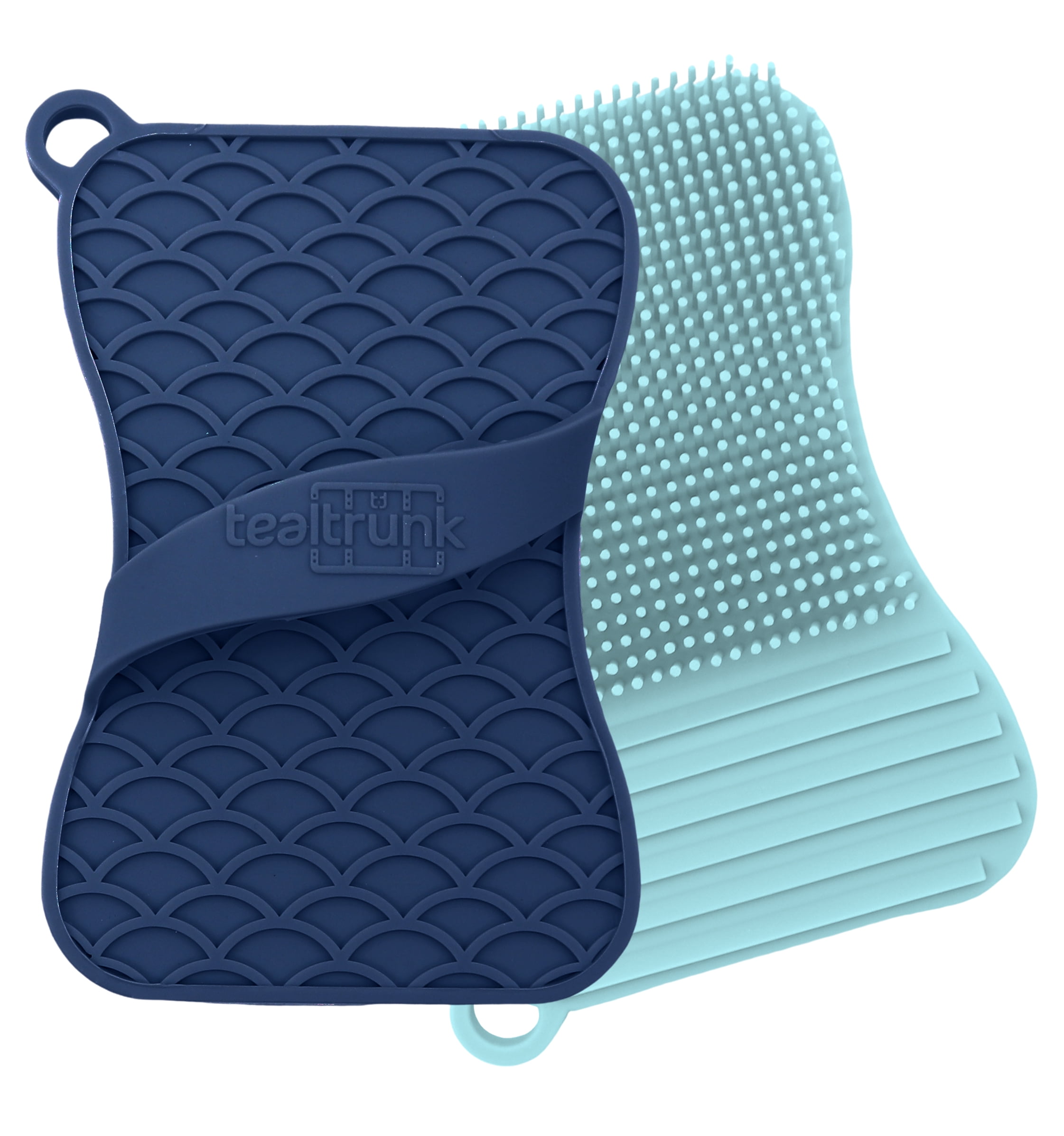 Teal Trunk Silicone Sponge and Scrubber, Navy/Aqua - 2 Pack - Walmart.com