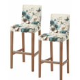 thumbnail image 1 of Teal Tulip Butterfly Bar Stool Covers Set of 2, Turquoise Floral Farmhouse Beige Stretch Washable Bar Chair Covers with Backs, Removable Pub Counter Height Chair Cover for Kitchen Dining Room Cafe, 1 of 7