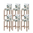 thumbnail image 1 of Teal Tulip Butterfly Bar Stool Covers Set of 6, Beige Turquoise Floral Blue Coastal Stretch Washable Bar Chair Covers with Backs, Removable Pub Counter Height Chair Cover for Kitchen Dining Room Cafe, 1 of 7