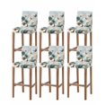 thumbnail image 1 of Teal Tulip Butterfly Bar Stool Covers Set of 6, Beige Turquoise Floral Farmhouse Blue Stretch Bar Chair Covers with Backs, Removable Pub Counter Height Chair Cover for Kitchen Dining Room Cafe, 1 of 7
