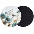 thumbnail image 1 of Teal Tulip Butterfly Coasters Set of 2, Absorbent Coasters for Drinks, Beige Turquoise Floral Blue Coastal Coaster for Desk Coffee Table Protection, Home Decor House Warming Gifts 4", 1 of 8