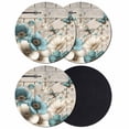 thumbnail image 1 of Teal Tulip Butterfly Coasters Set of 4, Absorbent Coasters for Drinks, Beige Turquoise Floral Farmhouse Wooden Coaster for Desk Coffee Table Protection, Home Decor House Warming Gifts 4", 1 of 8