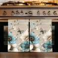 thumbnail image 1 of Teal Tulip Butterfly Kitchen Towels Set of 4, Beige Turquoise Floral Vintage Rustic Absorbent Dish Towels for Kitchen, Microfiber Hand Towel, Quick Drying Tea Towel for Cleaning Decorative Dishcloths, 1 of 7