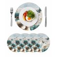 thumbnail image 1 of Teal Tulip Butterfly Round 13 Inch Placemats Set of 4, Beige Turquoise Floral Farmhouse Blue HeatResistant Non Slip Place Mats for Dining Table, Wipeable Braided Kitchen Table Mats for Housewarming, 1 of 9