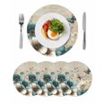 thumbnail image 1 of Teal Tulip Butterfly Round 15 Inch Placemats Set of 4, Beige Turquoise Floral Vintage Rustic HeatResistant Non Slip Place Mats for Dining Table, Wipeable Braided Kitchen Table Mats for Housewarming, 1 of 9