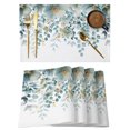 thumbnail image 1 of Teal Tulip Eucalyptus Placemats Set of 8 Spring Summer Botanical Floral Chic Place Mats Indoor Wipeable Table Mats Washable Cloth Dining Table Placemats for Kitchen Holiday Party Decor 13x19 Inch, 1 of 9