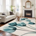 thumbnail image 1 of Teal Tulip Large Area Rugs 8x10 ft Minimalist Modern Flower Art Linen Background Washable Rug Non Slip Indoor Carpet Absorbent Floor Mat for Living Room Bedroom Dining Room, 1 of 9