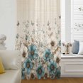 thumbnail image 1 of Teal Tulips Spring Sheer Curtains 63 Inch Length, Light Filtering Voile Curtain Panel, Beige Floral Garden Butterflies Rod Pocket Drapes Window Treatments for Living Room Bedroom 52"x63", 1 of 9