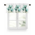 thumbnail image 1 of Teal Tulips Valances for Windows Transparent Floral Botanical Leaf Flower Valance Rod Pocket Light Filtering Short Window Treatments Curtains for Kitchen Bathroom Living Room Bedroom, 42 x 12 Inch, 1 of 7