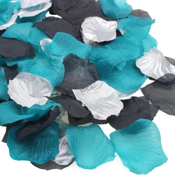 Teal Turquoise Aqua Black Silver Flower Petals Artificial Rose Flowers for Table Centerpieces Scatters Wedding Aisle Party Home Decor