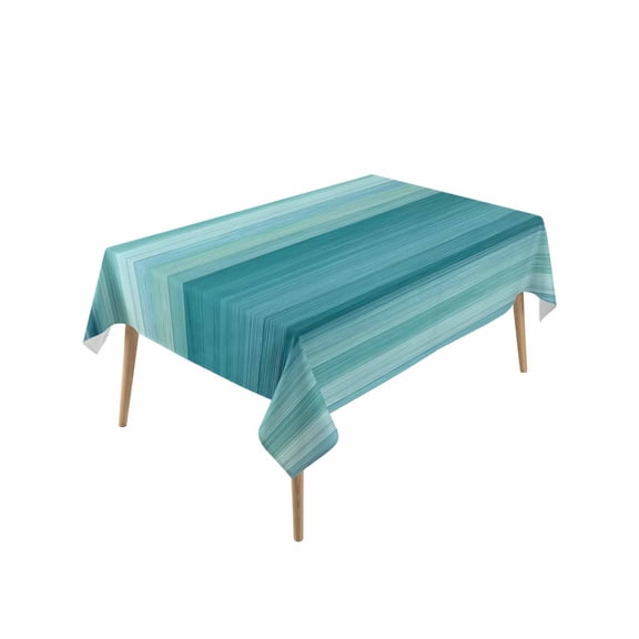 Teal Turquoise Aqua Ombre Rectangle Tablecloth, Contemporary Abstract Lines Waterproof & StainResistant Tablecloth, Washable Oil-proof Table Cover for Dining/Party/Wedding/Camping/Buffet 60x120 In