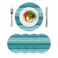 thumbnail image 1 of Teal Turquoise Aqua Ombre Round 15 Inch Placemats Set of 4, Contemporary Abstract Lines HeatResistant Non Slip Place Mats for Dining Table, Wipeable Braided Kitchen Table Mats for Housewarming, 1 of 9