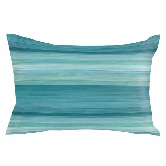 Teal Turquoise Aqua Ombre Throw Pillow Cover 20 x 30 Inch Decorative Pillow Cover Contemporary Abstract Lines Lumbar Pillowcase Seasonal Rectangle Cushion Case for Couch Sofa Bed Living Room