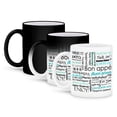 thumbnail image 1 of 3dRose, Teal Turquoise Blue Bon Appetit Kitchen Art Typography - Enjoy Your Food in different languages, 11oz Magic Transforming Mug, 1 of 8