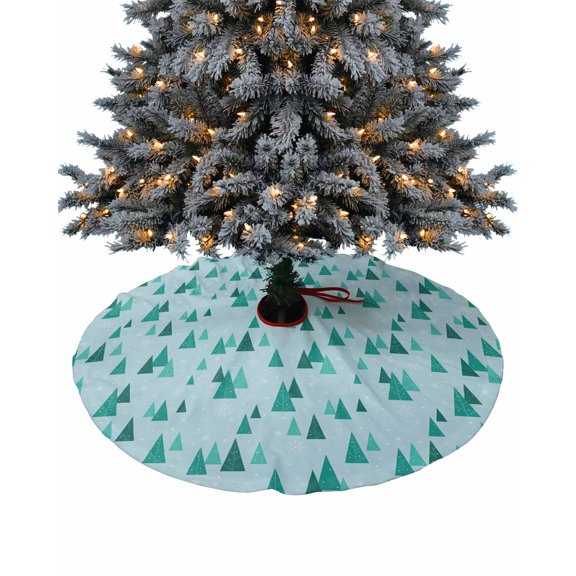 Teal Turquoise Christmas Tree Christmas Tree Skirt 48 Inches Large Christmas Skirt Tree, Xmas Tree Snowflake Blue Tree Skirt Christmas Decorations for Fireplace Party Holidays Indoor Outdoor