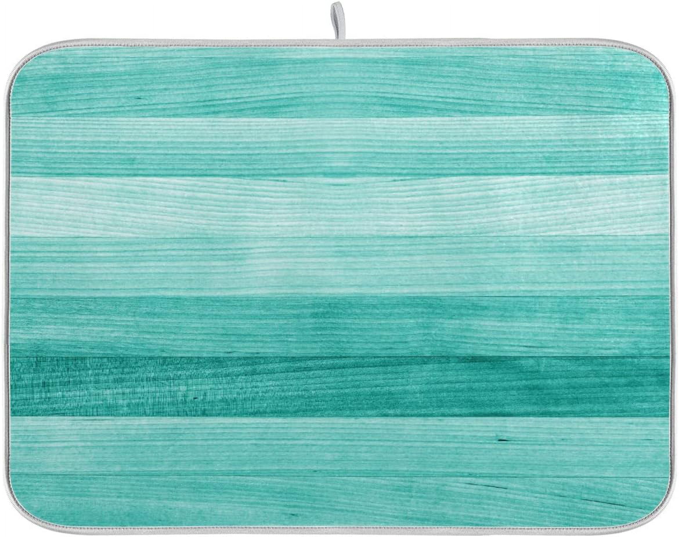 Teal Turquoise Dish Drying Mat for Kitchen Counter Green Wood Drying ...
