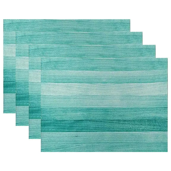 Teal Turquoise Green Wood Placemats Set of 4 Washable Non-Slip Burlap Table Mats Heat Resistant Place Mats for Home Kitchen Dining Party 12 X 18 in