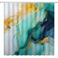 thumbnail image 1 of Teal Turquoise Marble Shower Curtain Abstract Marble Texture Ombre Modern Elegant Luxury Watercolor Ink Art Fluid Fabric Home Bathroom Decor Bring Tranquil Vibes with Hooks (84" W x 70 H), 1 of 4
