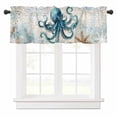 thumbnail image 1 of Teal Turquoise Octopus Valances for Windows Summer Ocean Coastal Marine Life Nautical Rod Pocket Curtain Valance Window Treatment Short Curtains for Kitchen Living Room, 58"x16", 1 of 5
