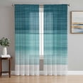 thumbnail image 1 of Teal Turquoise Ombre Sheer Curtains 63 Inch Length 2 Panels Set, Modern Abstract Gradient Lines Voile Window Treatment Rod Pocket Curtains Sheers Drapes for Bedroom/Living Room/Kitchen 52x"63"x2, 1 of 7
