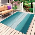 thumbnail image 1 of Teal Turquoise Outdoor Rug for Patio/Deck/Porch, Non-Slip Large Area Rug 6 x 9 Ft, Farmhouse Abstract Gradient Wooden Plank Indoor Outdoor Rugs Washable Area Rugs, Camping Rug Carpet Runner, 1 of 8