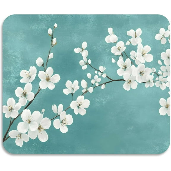 Teal Turquoise Spring White Floral Dish Drying Mat for Kitchen Counter Absorbent Microfiber Small Drying Pad Dish Mats for Kitchen Countertops 19.5x12 Inch