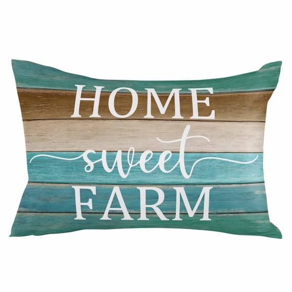 Teal Turquoise Throw Pillow Cover 20 x 30 Inch Decorative Pillow Cover Vintage Farm Brown Country Wood Grain Lumbar Pillowcase Seasonal Rectangle Cushion Case for Couch Sofa Bed Living Room