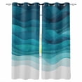 thumbnail image 1 of Teal Turquoise Waves Blackout Curtains 45 Inches Long for Bedroom, Ombre Coastal Ocean Water Abstract Thermal Insulated Room Darkening Black Out Window Curtain Panels Grommet Drapes for Living Room, 1 of 8