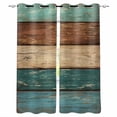 thumbnail image 1 of Teal Turquoise Wooden Blackout Curtains for Bedroom/Living Room, Thermal Insulated Kitchen Curtains, Rustic Retro Farmhouse Western Country Grommet Darkening Window Treatment Drapes 27.5"x39"x2, 1 of 8