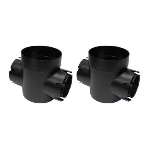 Teal Turtle 6 Inch Round Catch Basin, Double Outlet Yard Drainage Basin, Outlets Fit 3 Inch or 4 Inch Sewer and Drain Pipe, Corrugated Pipe, or 4 Inch DWV Pipe, Black