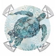 thumbnail image 1 of Teal Turtle Coastal Round Tablecloth for 45-54 Inch Tables,Fitted Table Cover with Elastic Edge,Summer Beach Starfish Nautical Sea Waterproof Outdoor Table Cloth Protector for Patio Garden Dinner, 1 of 9