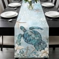 thumbnail image 1 of Teal Turtle Coastal Table Runner 70 Inches Long, Summer Beach Nautical Starfish Kitchen Coffee Dining Table Decoration for Home Party Birthday Wedding Home Decor 13x70 Inches, 1 of 8