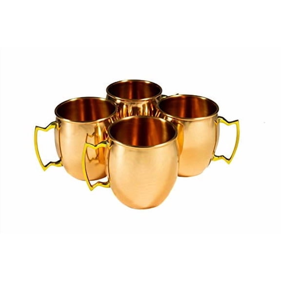 Teal Turtle Moscow Mule Mugs -(Set Of 4) 16 oz Mug Solid Copper - Stainless Steel Lining - Food Safe Pure Copper Plating with Gold Brass Handle