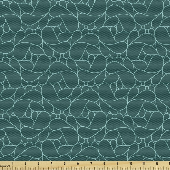 Ambesonne Teal Fabric by the Yard Upholstery, Abstract Modern Line Art, 2 Yards, Teal Turquoise
