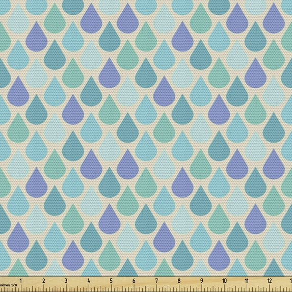 Ambesonne Teal Fabric by the Yard Upholstery, Colorful Water Droplets, 10 Yards, Aqua Teal Lavender