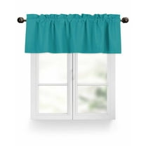 Teal Valances for Windows Solid Color Valance Rod Pocket Light Filtering Short Window Treatments Curtains for Kitchen Bathroom Living Room Bedroom, 1 Panel, 54 x 18 Inch