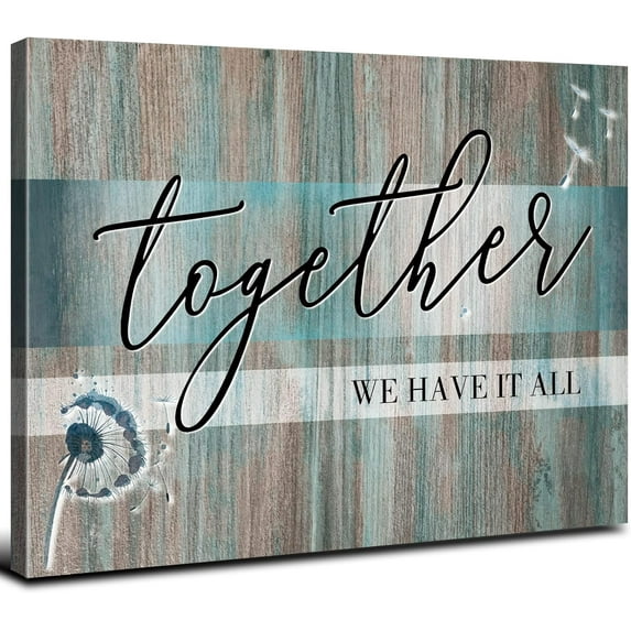 Teal Wall Art Family Wall Decor for Living Room Together We Have It All Poster Teal Kitchen Decor Inspirational Quotes Canvas Prints Farmhouse Bathroom Decor Bedroom Artwork Home Decoration 12x16"