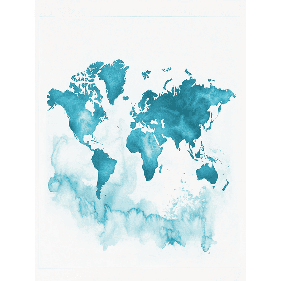 Teal Watercolor World Map Canvas PrintPerfect for Living RoomBedroomOfficeNurseryand Bathroom Decor